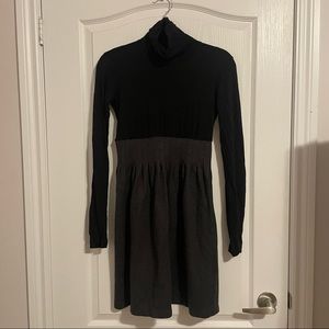Theory Two-Tone Semi-Sheer Wool Turtleneck Dress